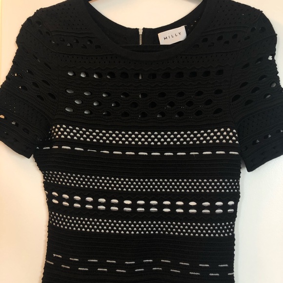 MILLY Knit Pointelle Bodycon Dress - Picture 5 of 5